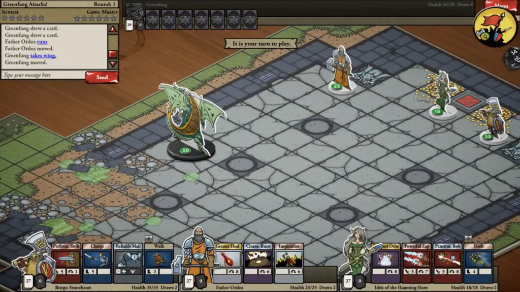 Screenshot from Card Hunter game showing unique card-based tactical combat gameplay and fantasy board game elements